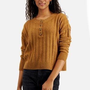 Hippie Rose Ribbed & Cropped Scoop Neck Brown Rusty Sweater Size Small